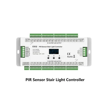 PIR-датчик, контроллер освещения лестницы с функцией определения дневного света, подходит для 27 видов цифровых RGB-32-канальных полос постоянного напряжения.