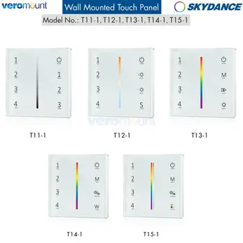 Skydance T11-1 T12-1 T14-1 AC 110V 220V 4 Зоны Затемнения/Цветовая Температура/RGBW Сенсорная Панель DMX Мастер-Контроллер для Светодиодной Ленты