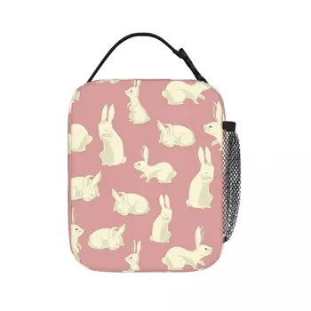 Милые розовые сумки для ланча с рисунком кролика с рисунком любви, сумка для пикника, термоохладитель, ланч-бокс, сумка для ланча для женщин, работы, детей, школы